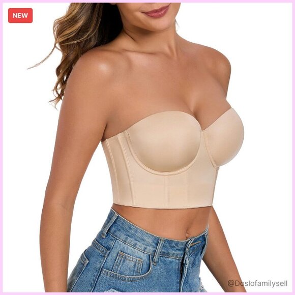 Other - Longline Strapless Bustier Bra Full Coverage Anti Slip Underwire Corset Top